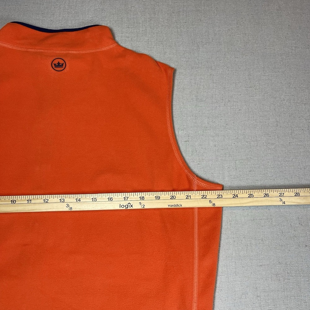 Peter Millar Vest Mens Large Orange Fleece Full Zip Mock Neck Golf‎ Crown Logo - Picture 12 of 12